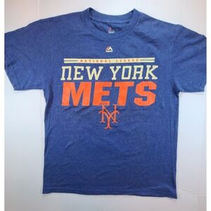 Majestic New York Mets National League Baseball T Shirt Mens Size Medium Blue